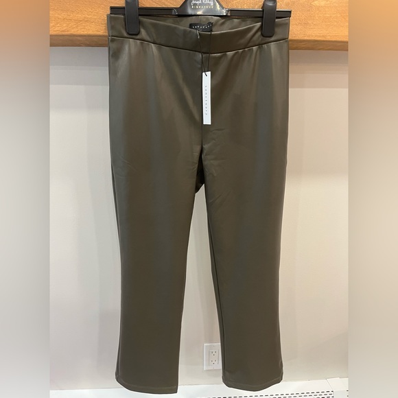 Sanctuary Clothing Leather Like Carnaby Kick Crop Pant Olive Oil - Picture 1 of 4